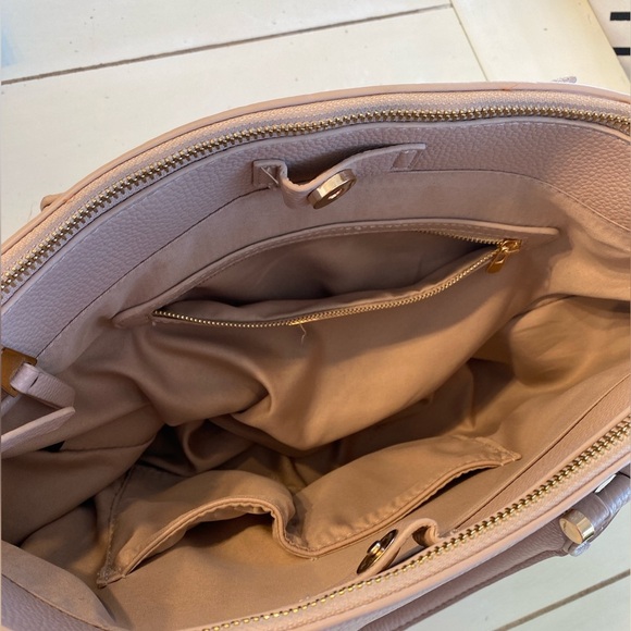 Madison West Handbags - Madison West Pink Satchel Bag Large 13x10 PU Leather Removable Strap Minimalist